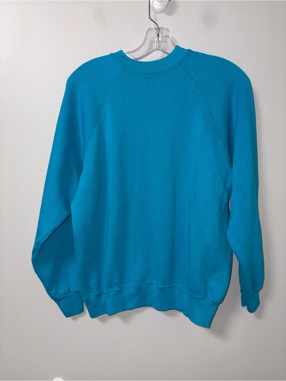 Sweats Appeal by Tultex Vintage 80s Teal Blue Blank Raglan Crew Sweatshirt L
